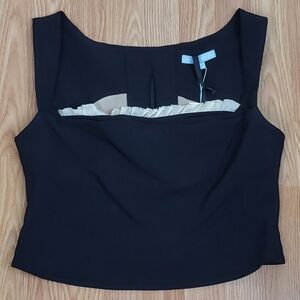 NWT Antonio Melani Courtney Grow Anais top ruffle squared neck sleeveless black